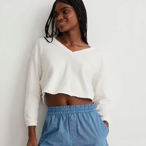Madewell double face vneck long sleeve tee lighthouse